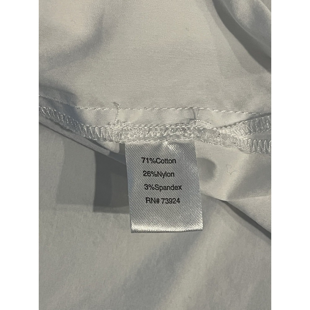 Ming Wang White Poplin Blouse Ruffle Neck Flutter Sleeve Minimalist Top Womens L - Picture 10 of 12